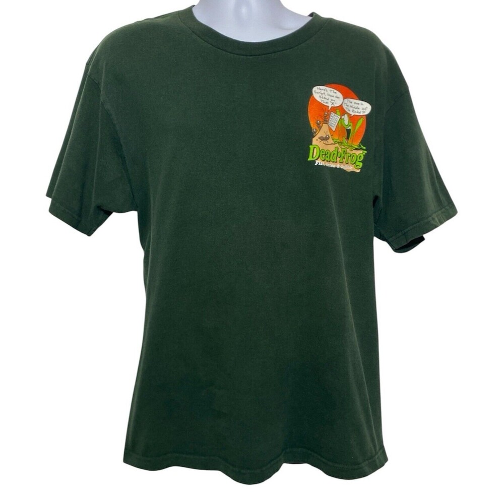 Dead Frog Vintage T Shirt Size XL Green Short Sleeve Front Back Graphic 1998
